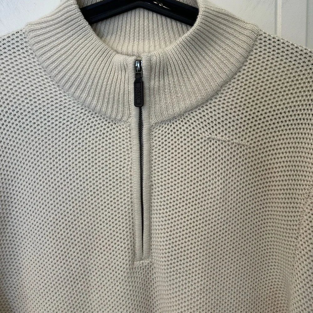 J.Crew Factory Men's L Cotton Honeycomb Knit Half-Zip Sweater NWT Flawed